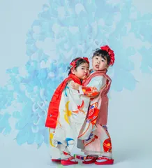 プロジェクション演出で撮るアートな七五三の子ども（Projection シーン）